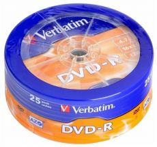 Диск DVD-R Verbatim 4.7Gb 16x Cake Box (25шт) (43730)
